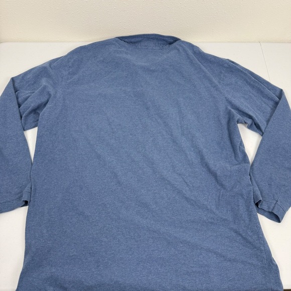 Johnnie-O Mens 2XL Long Sleeve Polo Shirt Heather Blue Cotton Surfer Logo Pocket - Picture 9 of 9